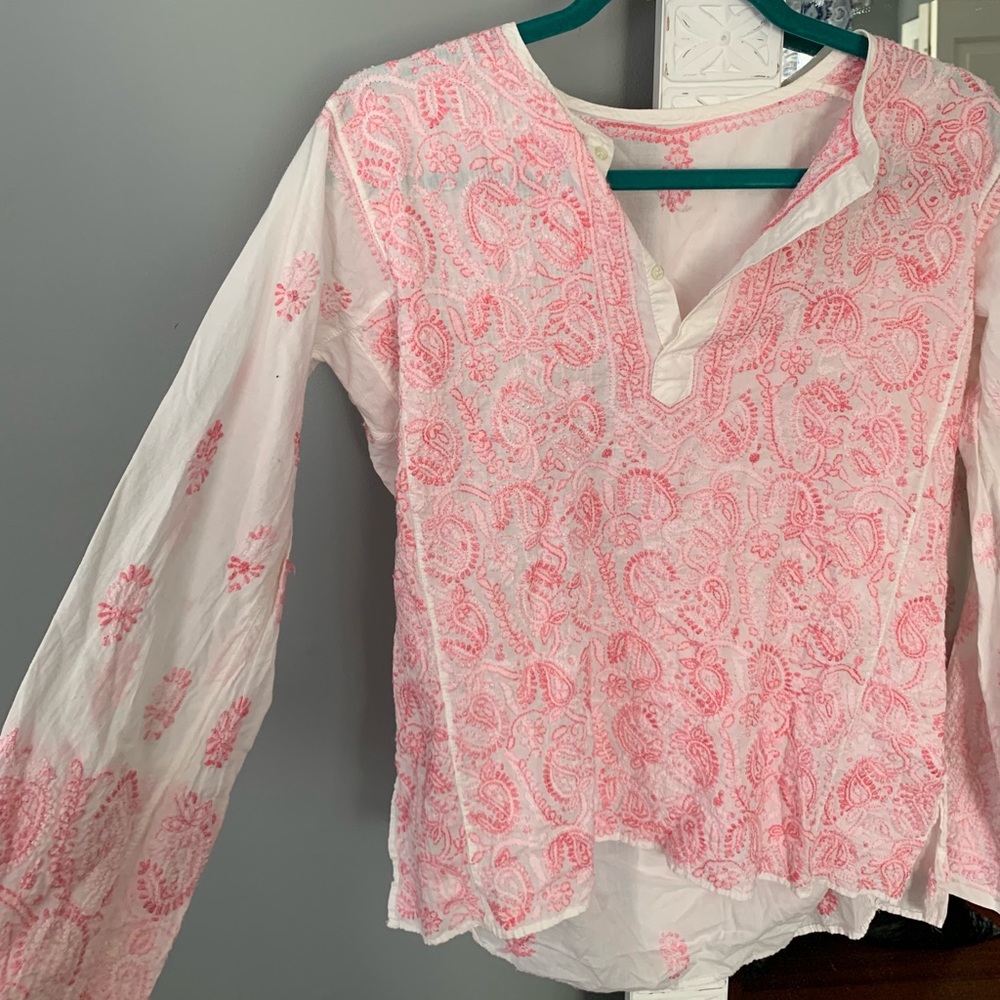 Hot pink and white coverup top